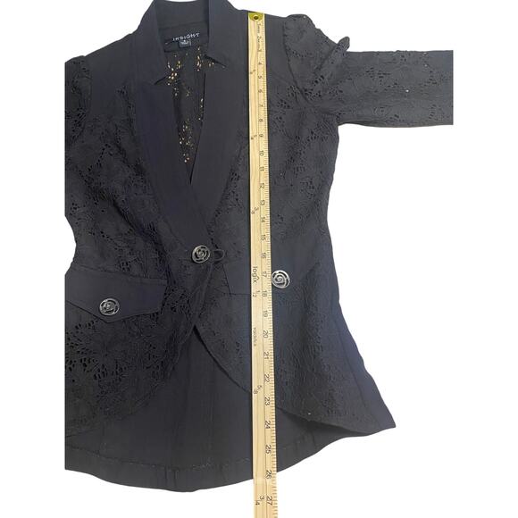 Insight Black Lace Blazer - Rose Button Detail - Size 6 - Picture 10 of 11